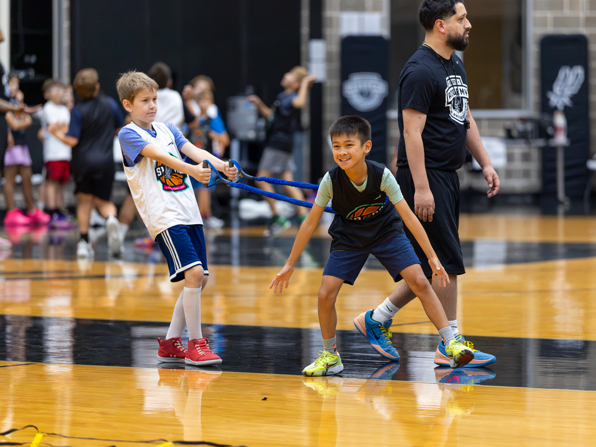 Young basketball player creating space during live action