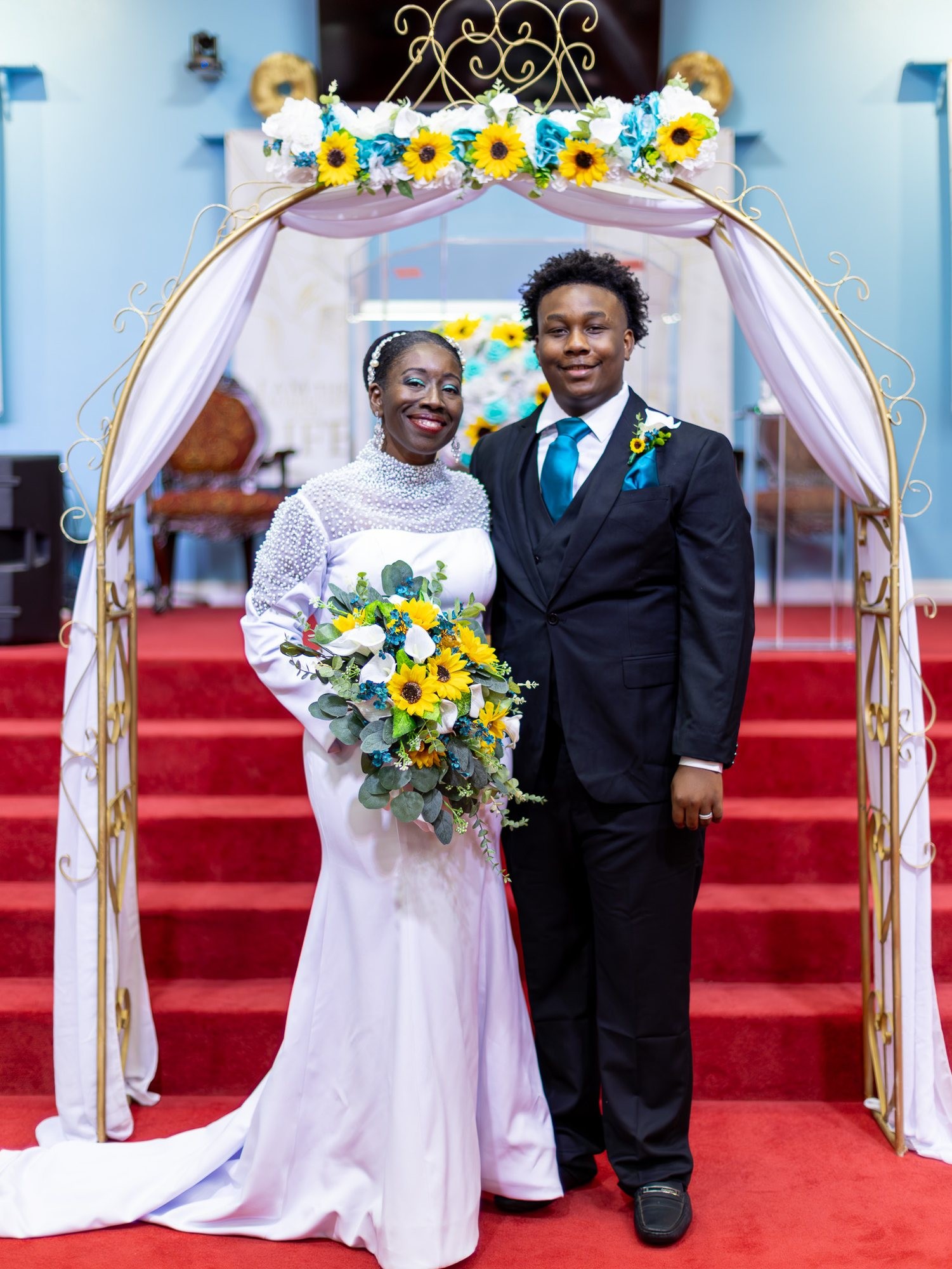 Couple together during an intimate vow renewal
